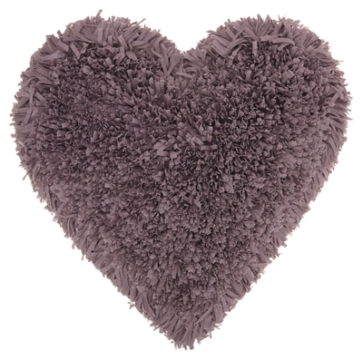 Mina Victory Mina Victory Shag Frame Heart 18" x 18" Lavender Indoor Throw Pillow, Gray, large