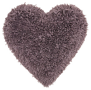 Mina Victory Mina Victory Shag Frame Heart 18" x 18" Lavender Indoor Throw Pillow, Gray, large