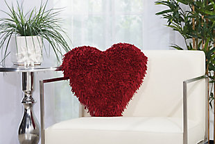 Mina Victory Mina Victory Shag Frame Heart 18" x 18" Deep Red Indoor Throw Pillow, Red, rollover