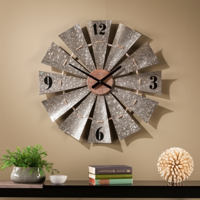 Home Accents Cartrey Decorative Wall Clock, Aged Aluminum/Natural