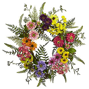 Home Accents Mixed Flower Wreath, , large