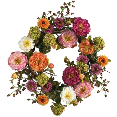 Home Accents 24" Mixed Peony Wreath, , rollover