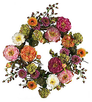 Home Accents 24" Mixed Peony Wreath, , large