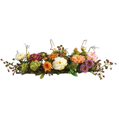 Mixed Peony Centerpiece Silk Flower Arrangement, Multi