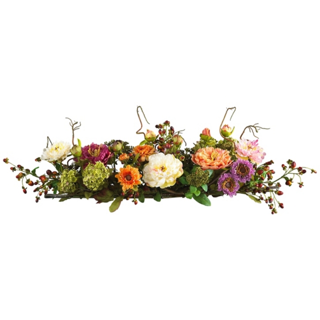 Mixed Peony Centerpiece Silk Flower Arrangement