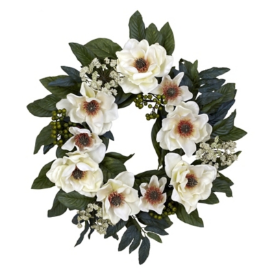 Home Accents 22 Magnolia Wreath , White/Green