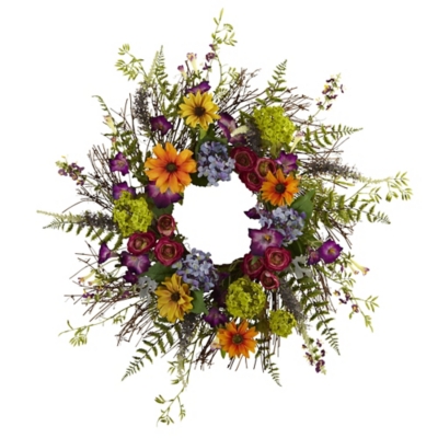 24 Spring Garden Wreath with Twig Base, Multi