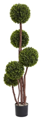 4 Boxwood Five Ball Topiary UV Resistant (Indoor/Outdoor), Green