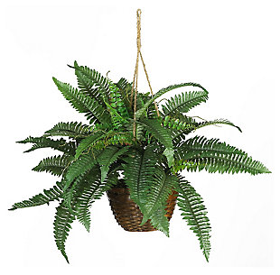 Home Accents Boston Fern Silk Hanging Basket, , large
