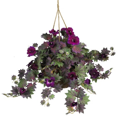 Home Accents Morning Glory Hanging Basket Silk Plant, , rollover