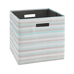 Foldable Gwen Storage Bin (Set of 2), Aqua/Ash Gray/White, large