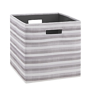 Foldable Gwen Storage Bin (Set of 2), Ash Gray/White, large