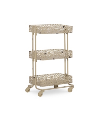 Metal Three Tier Cart, Cream, large