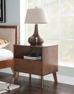 A600002389 Linon Kade 1 Drawer Nightstand, Walnut sku A600002389