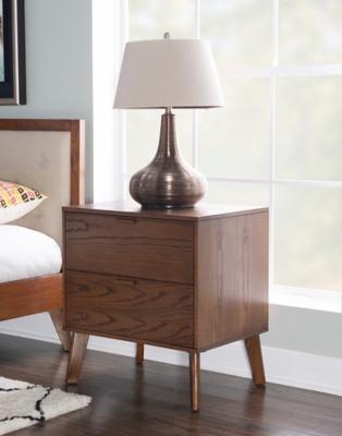 A600002390 Kade 2 Drawer Nightstand, Walnut sku A600002390