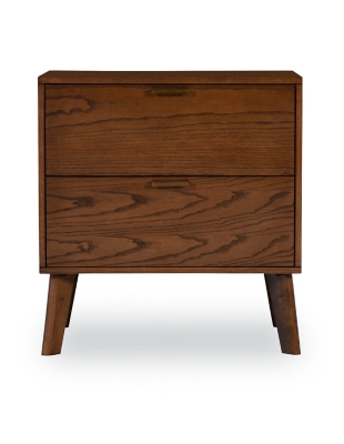 Linon Kade 2 Drawer Nightstand, Walnut, large