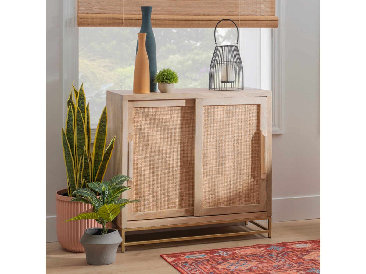 Rattan sliding door cabinet discount