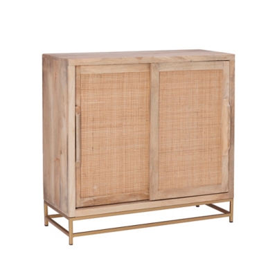  Knocbel Storage Cabinet with 2 Drawers and 4 Rattan