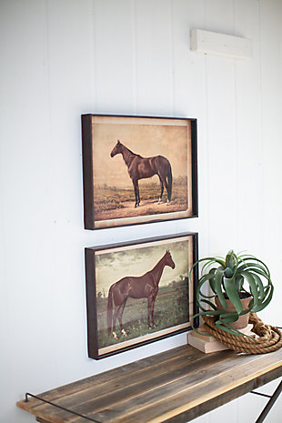 Wall Art Horse Prints Under Glass (Set of 2), , large
