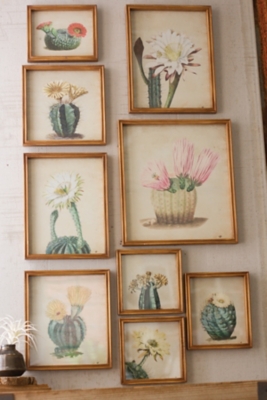 Cactus Flower Wall Art Prints Under Glass (Set of 9), , large