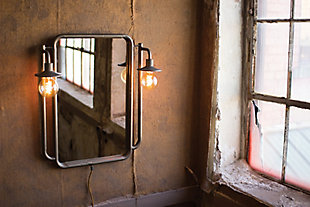Wall Mirror With Two Lights, , large