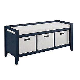 Navy Palm Entryway Bench, , large