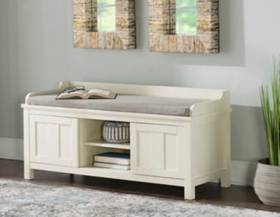 A600002459 Macon White Storage Bench, Antique White sku A600002459