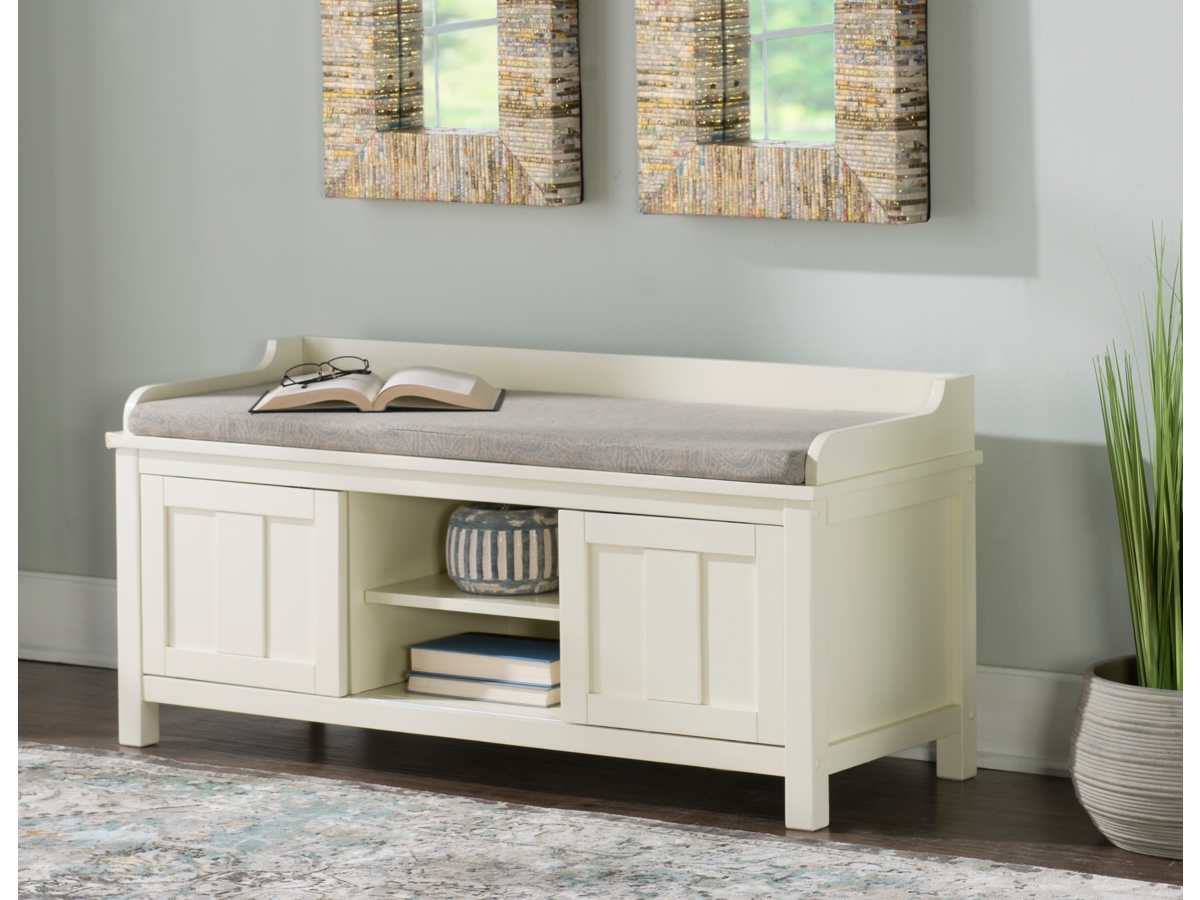 Macon White Storage Bench Ashley