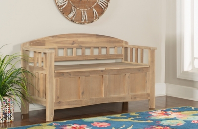 Cara Storage Bench, Natural Wash