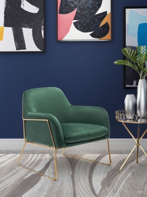 Modern Nadir Green Arm Chair, Green, rollover