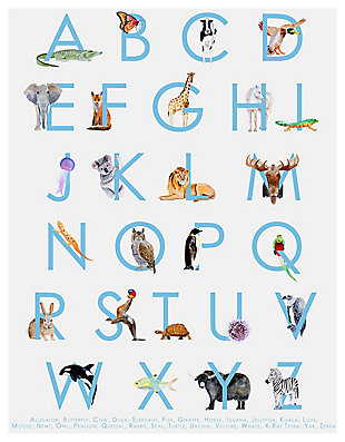Oopsy Daisy Animal Kingdom ABC's - Blue by Brett Blumenthal Posters That Stick, Blue, rollover