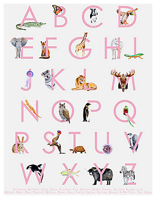 Oopsy Daisy Animal Kingdom ABC's - Pink by Brett Blumenthal Posters That Stick, Pink, rollover