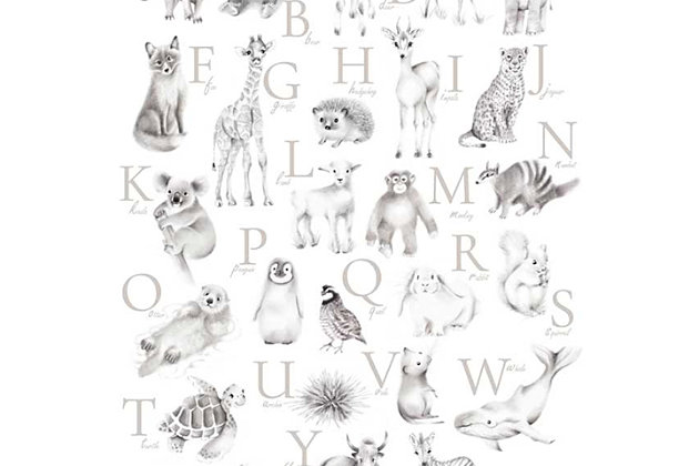 Alphabets are fun when they are paired with adorable baby animals. The perfect muted gray nursery decor is educational as well.Art created by Nicky Quartermaine Scott | The giclee method of printing is used to create these paper prints | The giclee method of printing is the highest quality reproduction method available | These giclee prints use premium archival paper | Ready to frame