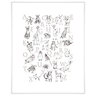 Oopsy Daisy Baby Animal Alphabet - Greige by Nicky Quartermaine Scott Art Prints, Gray, large