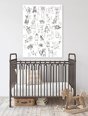 Getting to know your ABC’s is a lot more engaging with cute baby animals there to help. Complete their nursery with this educational gallery wrapped wall art designed by famed artist Nicky Quartermaine Scott. Created using the best digital reproduction methods available for exceptional color and clarity, this premium canvas artwork makes a furr-ociously fun statement piece.Gallery wrapped canvas wall art | Created using highest quality digital reproduction method for exceptional color and clarity | Printed on artist-grade premium canvas, stretched by hand over custom-built 1.5" wood frame | Proudly printed in the USA