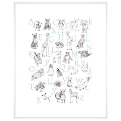 Oopsy Daisy Baby Animal Alphabet - Mint by Nicky Quartermaine Scott Art Prints, Green, large