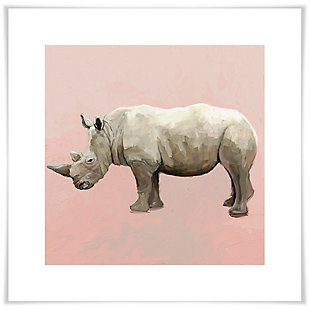 GreenBox Art Rhino On Deep Blush by Cathy Walters Paper Art Prints, Pink, large