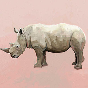 Beauty and brawn. Give in to your animal instinct with this simple pink portrait of the revered rhino. Designed by famed artist Cathy Walters, this gallery wrapped wall art will look right at home in a nursery or kids room.Gallery wrapped canvas wall art | Created with giclee print method for highest quality reproduction | Printed on artist-grade premium canvas, stretched by hand over custom-built 1.5" wood frame | Proudly printed in the USA