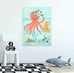 Sea what a difference high-quality digital reproduction makes with this delightful gallery wrapped wall art from famed artist Olivia Gibbs. An imaginative rendering of a flower-adorned mama octopus, it’s sure to be a fresh and fun addition to a nursery or child’s room.Gallery wrapped canvas wall art | Created using highest quality digital reproduction method for exceptional color and clarity | Printed on artist-grade premium canvas, stretched by hand over custom-built 1.5" wood frame | Proudly printed in the USA