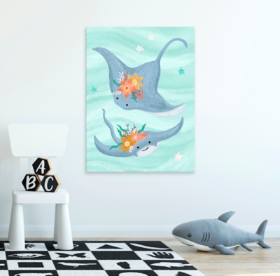 Oopsy Daisy Sea Life Friends - Stingrays by Olivia Gibbs Paper Art Prints, Blue, large