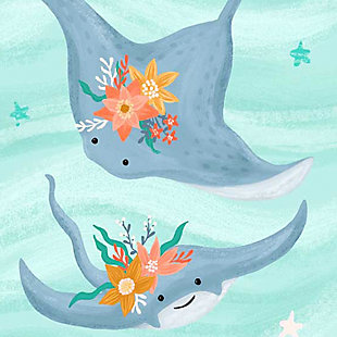 Two stingray friends in beautiful flower crowns glide and play all day.Art created by Olivia Gibbs | The giclee method of printing is used to create these paper prints | The giclee method of printing is the highest quality reproduction method available | These giclee prints use premium archival paper | Ready to frame