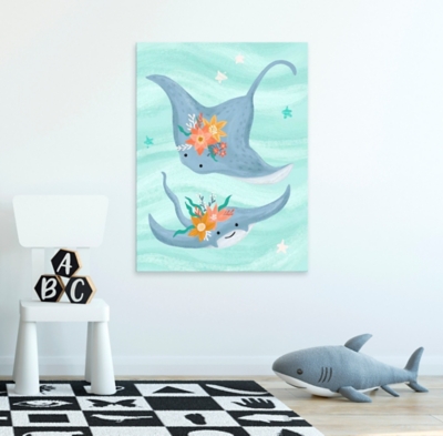 Oopsy Daisy Sea Life Friends - Stingrays by Olivia Gibbs Canvas Wall Art, Blue, large