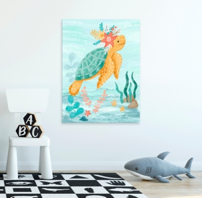 Oopsy Daisy Sea Life Friends - Turtle by Olivia Gibbs Canvas Wall Art, Blue, large