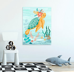 Oopsy Daisy Sea Life Friends - Turtle by Olivia Gibbs Canvas Wall Art, Blue, rollover