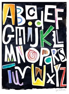 Oopsy Daisy Silk Alphabet Color by Jill McDonald Posters That Stick, Black, large