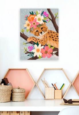 Oopsy Daisy Sweet Cheetah On Branch by Olivia Gibbs Paper Art Prints, Brown, large