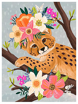 Oopsy Daisy Sweet Cheetah On Branch by Olivia Gibbs Canvas Wall Art, Brown, large