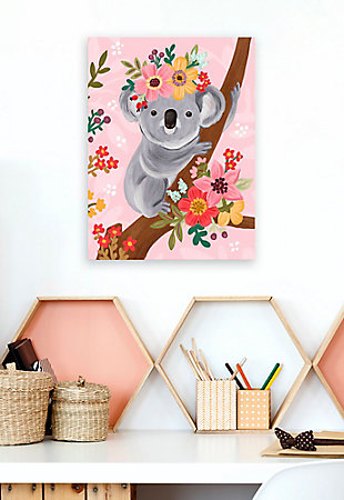 Oopsy Daisy Sweet Koala On Branch by Olivia Gibbs Paper Art Prints, Pink, rollover