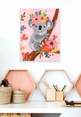 Oopsy Daisy Sweet Koala On Branch by Olivia Gibbs Paper Art Prints, Pink, large