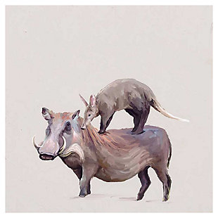 An inspired choice for a nursery or kids’ room, this gallery wrapped wall art of a warthog and anteater by famed artist Cathy Walters reminds us to stick with friends who’ve got your back. The fact that they’re such an unlikely pair makes this vivid canvas art that much more lovable.Gallery wrapped canvas wall art | Created with giclee print method for highest quality reproduction | Printed on artist-grade premium canvas, stretched by hand over custom-built 1.5" wood frame | Proudly printed in the USA